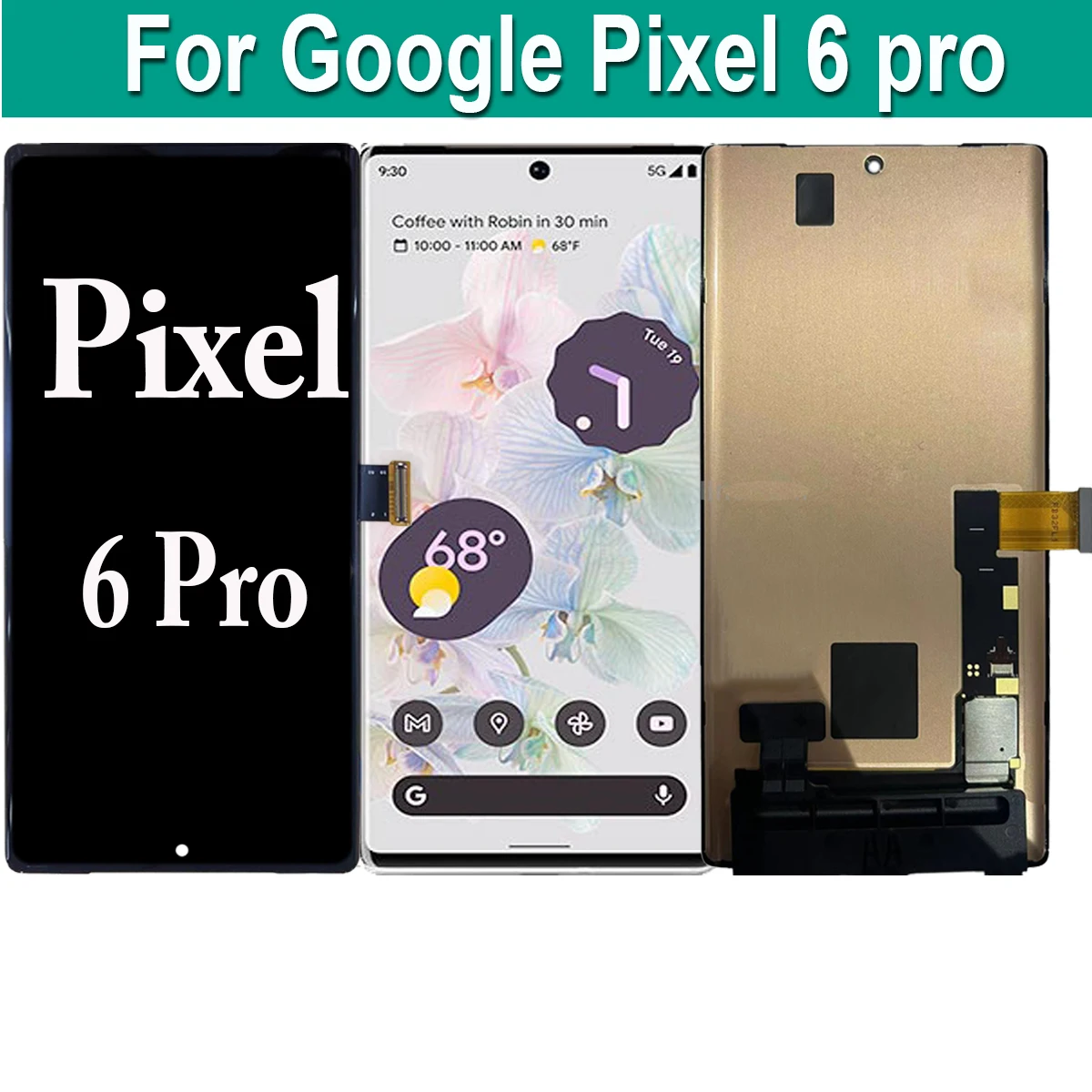 Pantalla LCD para Google Pixel 6 Pro, montaje de digitalizador con pantalla t&aacute;ctil para Google Pixel 6, GB7N6, G9S9B16-0