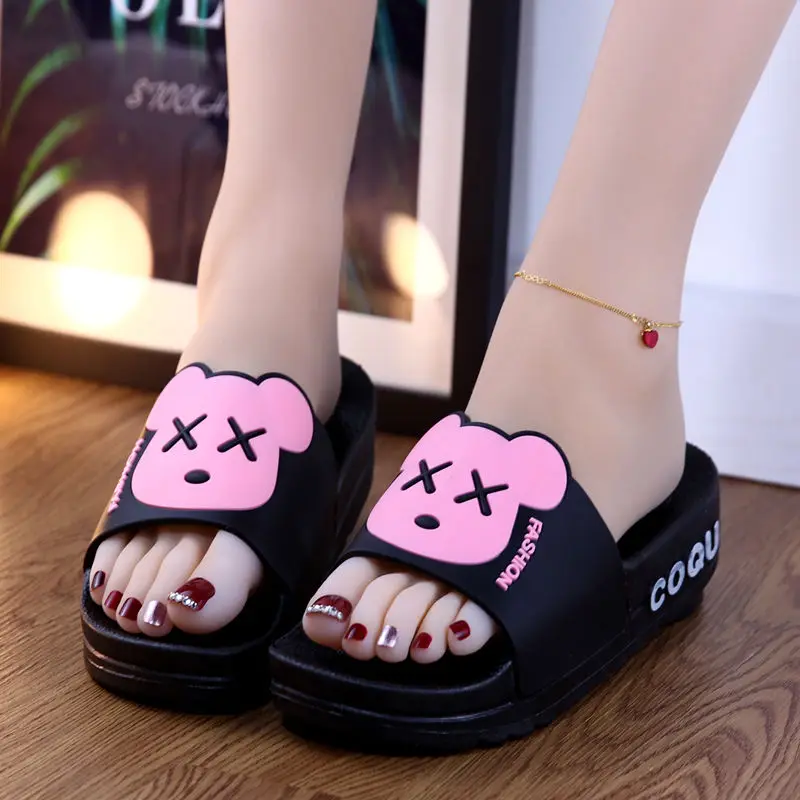 

New Style Summer Cute Women Flat Slippers Home Thick-soled Non-slip Women Platform Flat Sandals