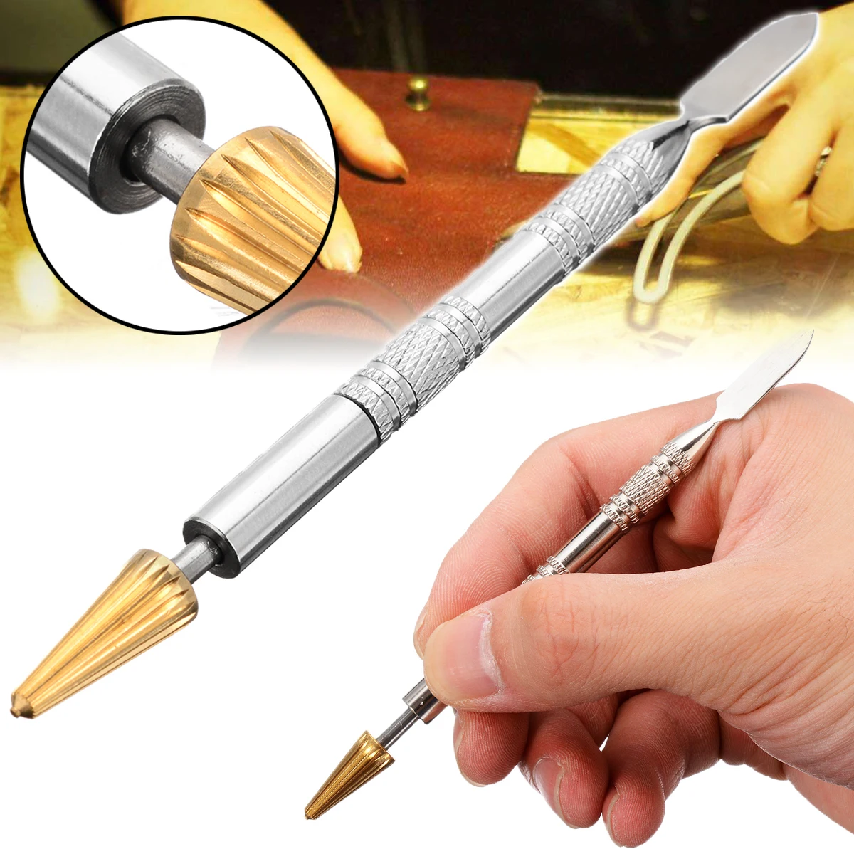 Медный кожаный край масляной ручки клеевая Ручка DIY ручной работы краевой