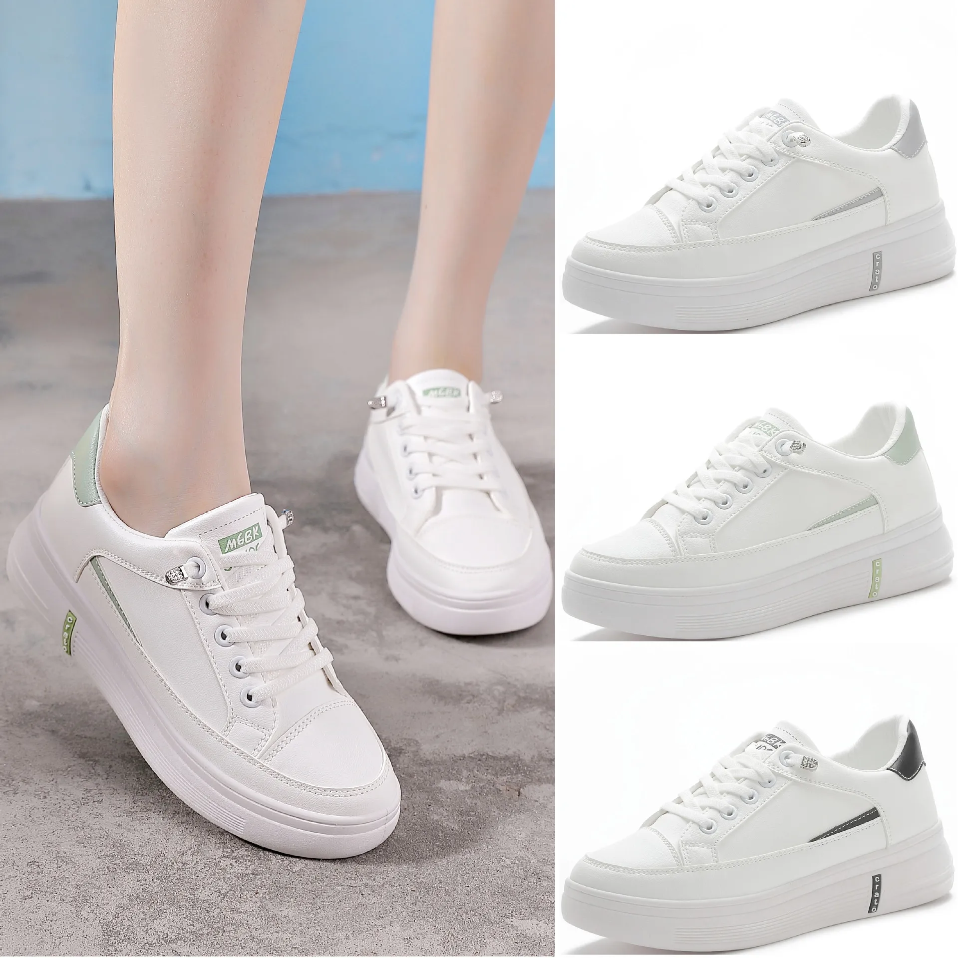 Paragraphs 2021 tide increased web celebrity shoes with pure color light platform ins lazy white shoe