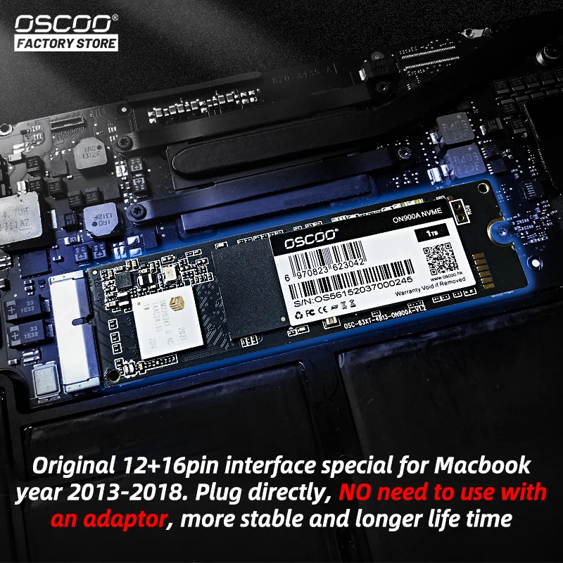 Жесткий диск OSCOO 1 ТБ M.2 NVMe SSD для Macbook Pro Retian A1502 A1398 Air A1465 A1466 A1369 iMac A1418 A1419 A1347 Mac A1481 |