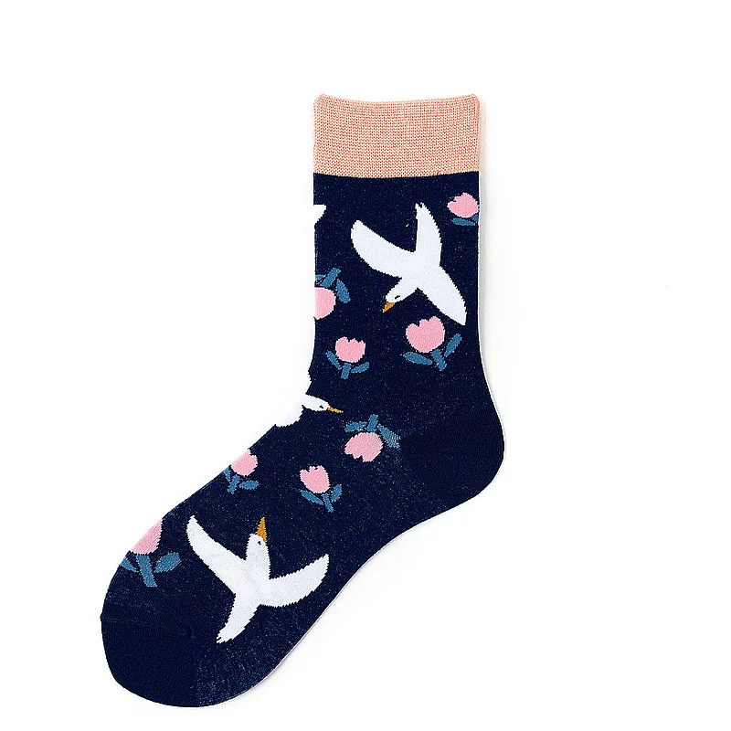 

Funny Sweet Socks Women Happy Cute Cotton Socks Woman Skateboard Mural Flowers Figure Pigeon Graffiti Harajuku Female Socks