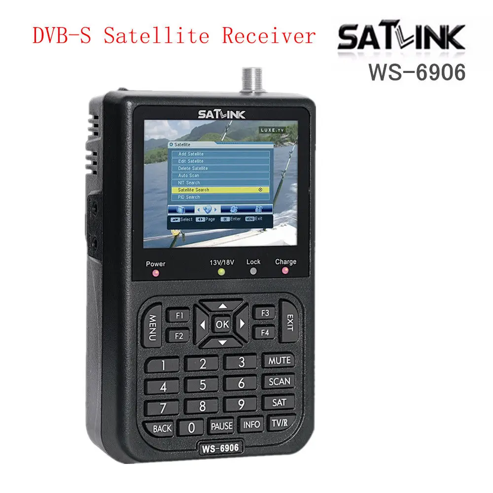 Digital Satellite Meter Signal Finder SATlink WS-6906 DVB-S FTA Data Satellite Signal Meter Finder 3.5" LCD US UK EU AU Plug