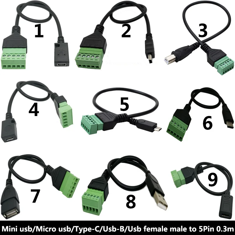 USB 2 0 гнездо B Micro usb mini Type C штекер к 5 Pin гнездовой болт разъем с защитной клеммой