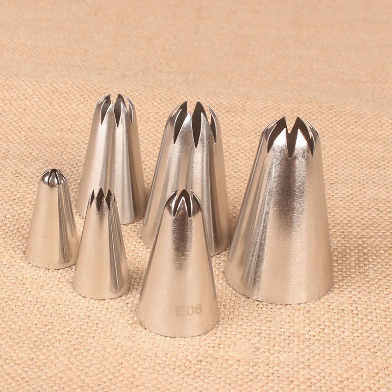 

6pcs Stainless Steel Decorating Mouth Icing Piping Nozzles DIY Pastry Cake Baking Tools Cream Decorating Mouth Kitchen Gadgets
