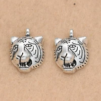 10pcs antique silver plated tiger charms pendants diy jewelry making bracelet earrings necklace handmade 17x13mm