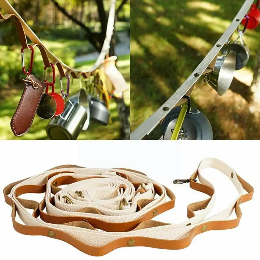 

24-ring Camping Non-slip Hanging Rope Outdoor Convenient Strap Clothesline Tent Multifunctional Windproof D9R9