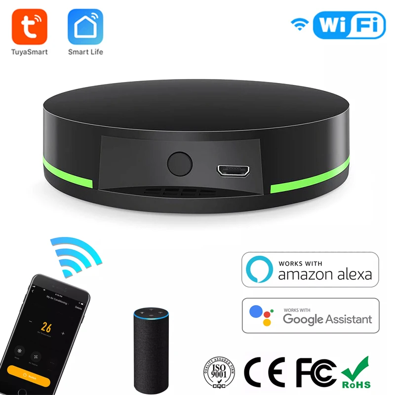 

WiFi-IR Remote IR Control Hub Wi-Fi(2.4Ghz) Enabled Infrared Universal Remote Controller For Air Conditioner Tuya Smart Life APP