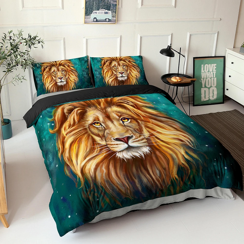 

3D Lion Printed Bedding Set Soft Duvet Cover Set Twin Full Bedding Queen King Full Size Comforter Cover Bed Cover for Kids Bed