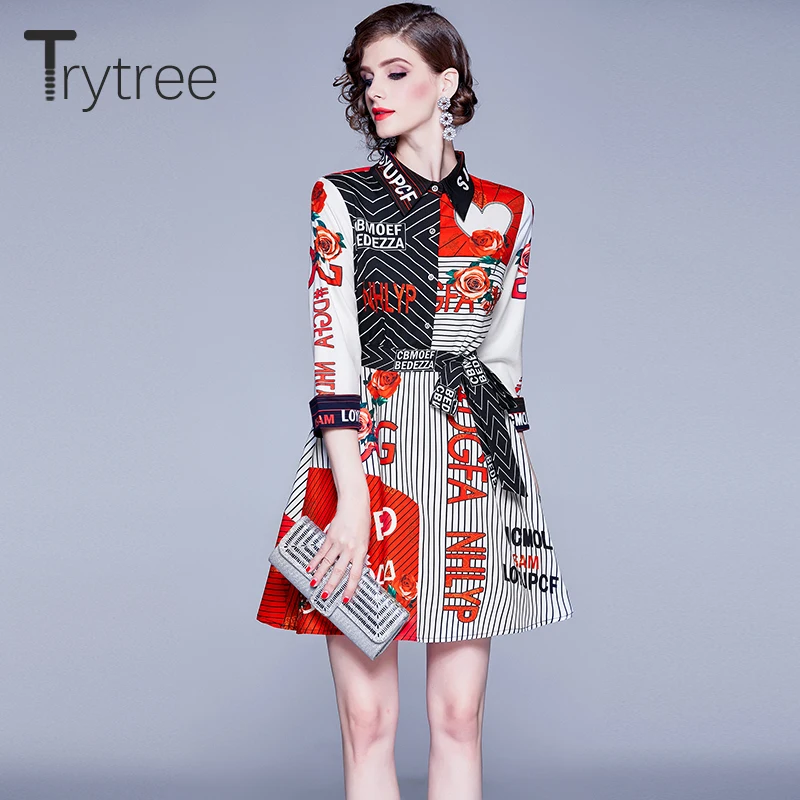 Женское Повседневное платье трапеция Trytree элегантное красное с отложным