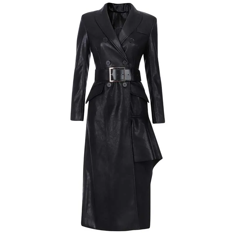 

Free Shipping Wholesale Women Long Sleeve Black Trench Jackets Coat Women Double Breasted Buttons Windbreaker Outerwear Casual