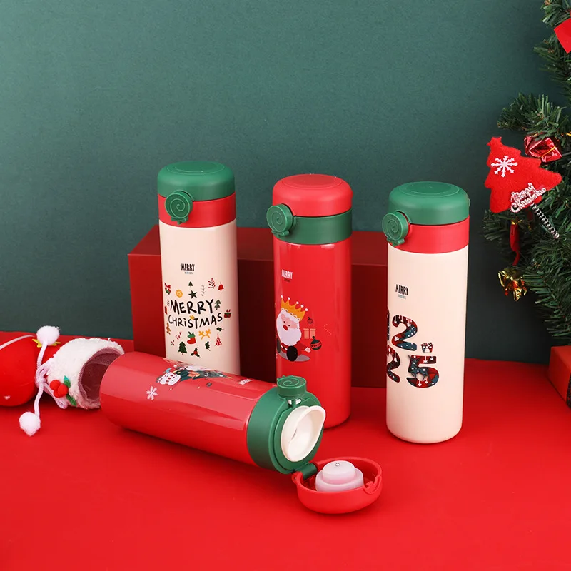 

400ML New Year Christmas Stainless Steel Insulated Thermos Water Bottle Vaccum Flask Drinkware Holiday Gift