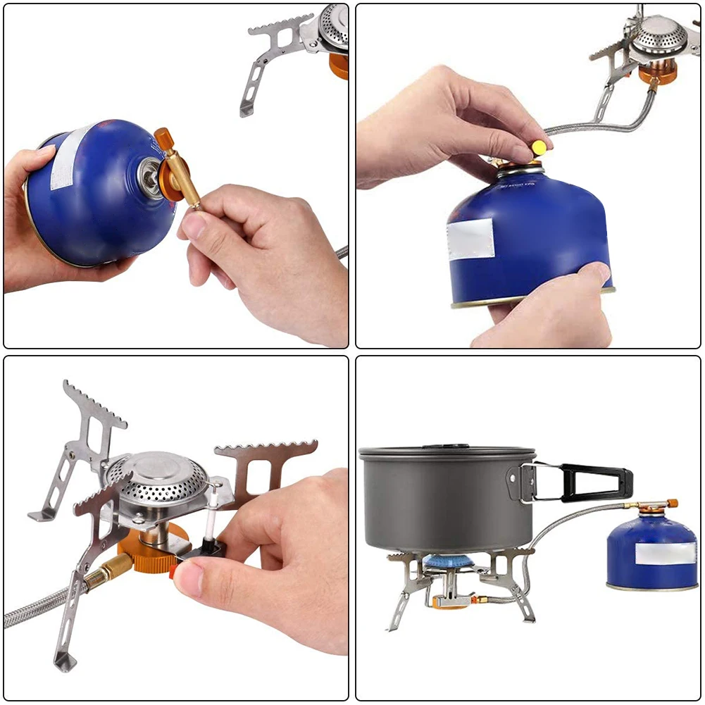 

Gas Burner 3500w Camping Stove Split Portable Butane Ignition Cooker Tourist Outdoor Cooking Gas Adapter Adaptor Conversion