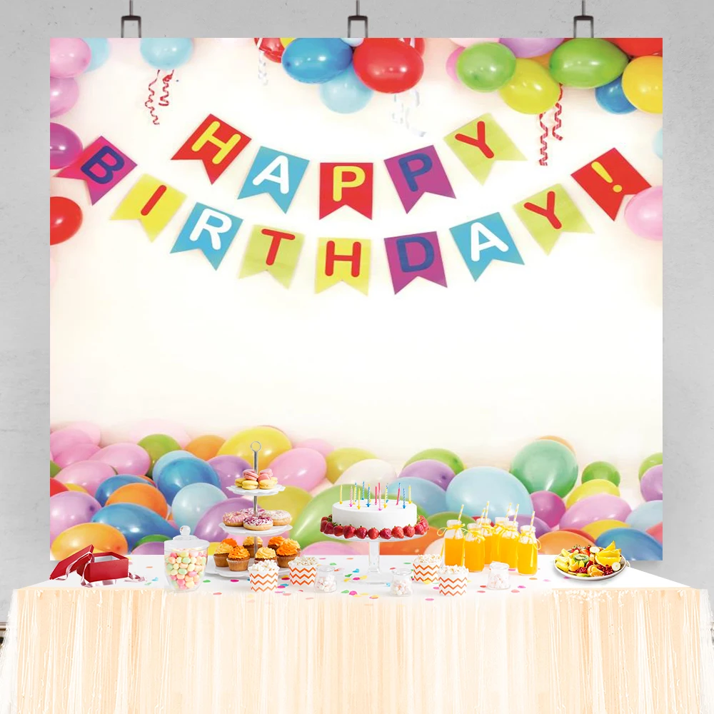 Фон для фотосъемки с изображением воздушных шаров на день рождения семейной