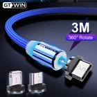 Магнитный кабель GTWIN Micro USB Type C, зарядное устройство для iPhone, Samsung, Xiaomi, магнитный USB-кабель, шнур для быстрой зарядки телефона, провод