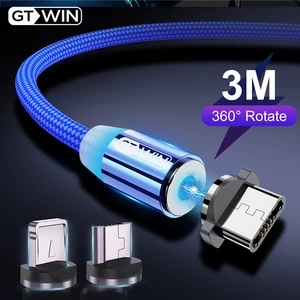 Магнитный кабель GTWIN Micro USB Type C, зарядное устройство для iPhone, Samsung, Xiaomi, магнитный USB-кабель, шнур для быстрой зарядки телефона, провод