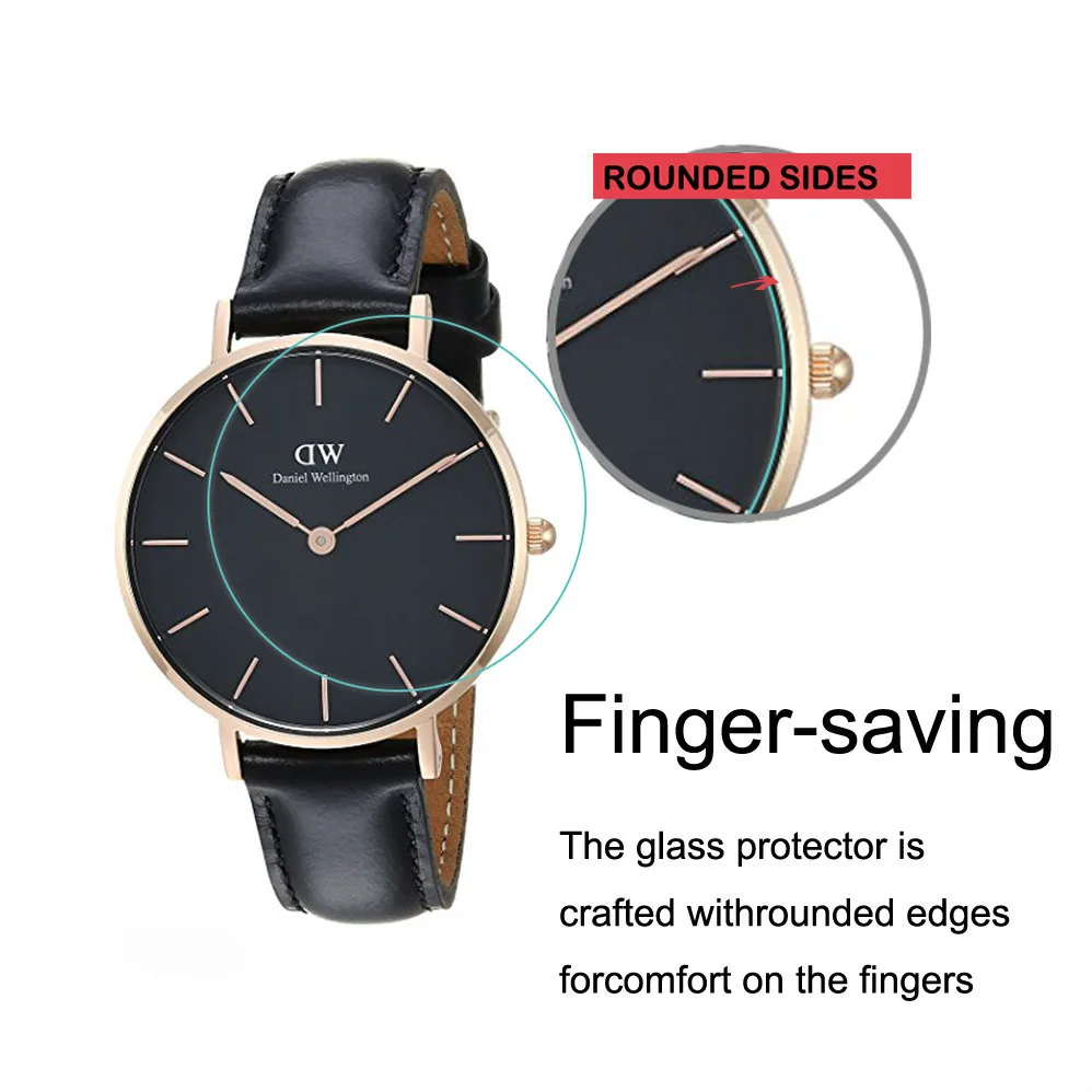 2 упаковки для Daniel Wellington DW 32 мм 34 мм 36 мм 38 мм 40 мм 0,3 мм 2.5D 9H прозрачное закаленное стекло для защиты экрана Смарт-часы ЖК-пленка