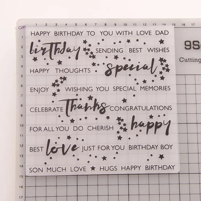 

Stencils For DIY Scrapbooking Embossing Folders Birthday Word Plastic Star Decoration Making Paper Card Background Album