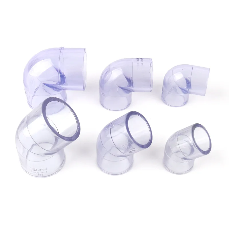 

1pc Inner Dia 20/25/32mm PVC Transparent 90/45 Degree Elbow Connector DIY Fish Tank Water Pipe UPVC Fittings