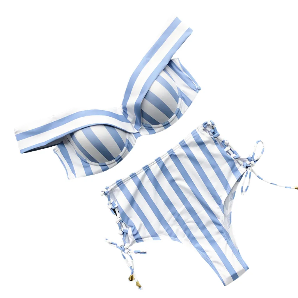 

Home&Nest Fashion Women's Sexy Striped Bandage Two Piece Push-Up Padded Bikini Swimsuits Bathing Suit Set Women's Swimwear New