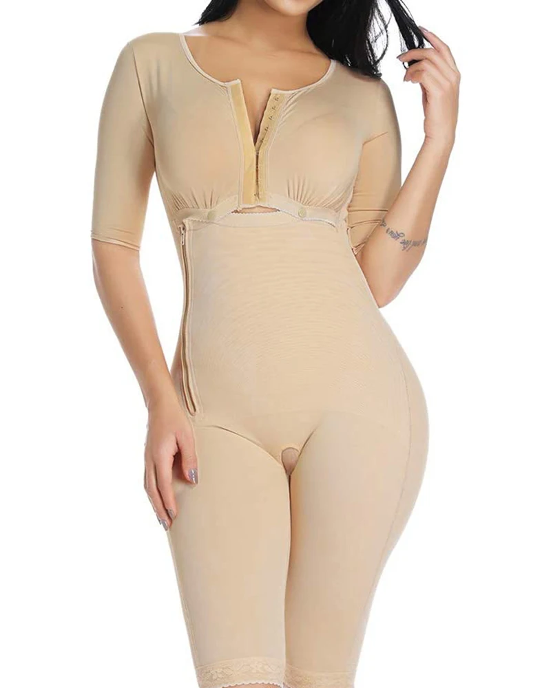 

Корсет Waist Trainer Women'S Bodyshaper Skims Long Sleeve Tummy Control Breast Support Side Zipper Back Board Compression Fajas