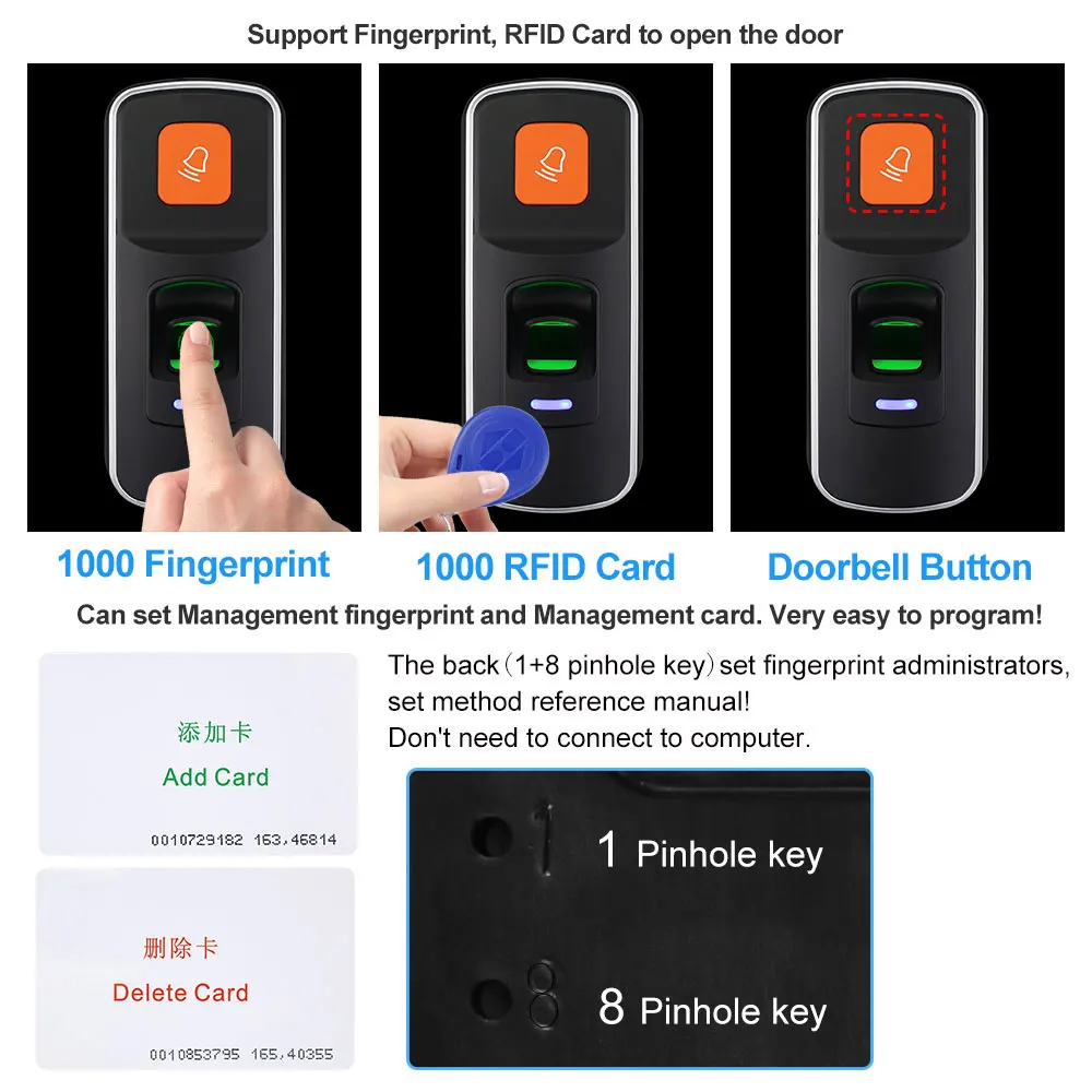 RFID считыватель доступа со сканером отпечатков пальцев биометрическая система