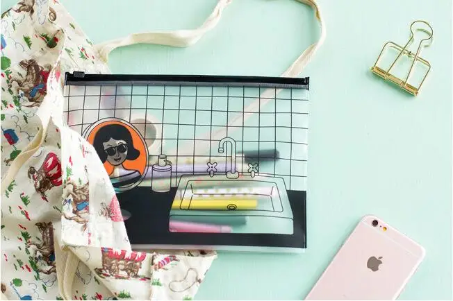 1 шт. Lytwtw's милый Kawaii креативный конверт из ПВХ для получения сумки очки полупрозрачная папка Корея школьные канцелярские принадлежности