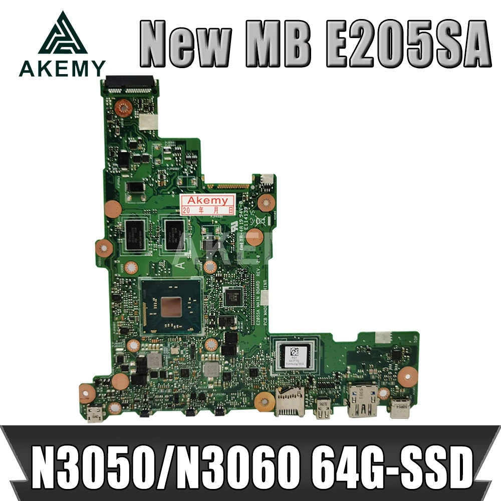 

Akemy E205SA Mainboard For Asus Eeebook Flip E205S TP200S TP200SA laptop motherboard N3050/N3060 64G-SSD