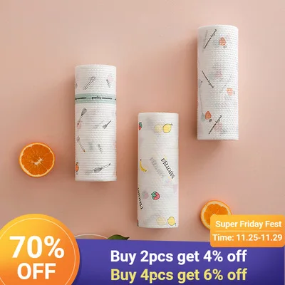 

50 Pcs/Roll Kitchen Towels Kitchen Cleaning Dish Cloth Reusable Lazy Rags Hand Towel Supplies Absorbent Organic Dish Cloth