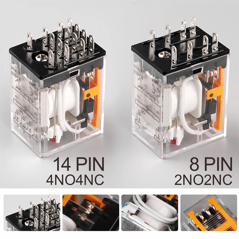 LANBOO LY2NJ HH52 электронное Микро Мини промежуточное электромагнитное реле 14PIN катушка DPDT с гнездом база DC12V, 24V AC110, 220V