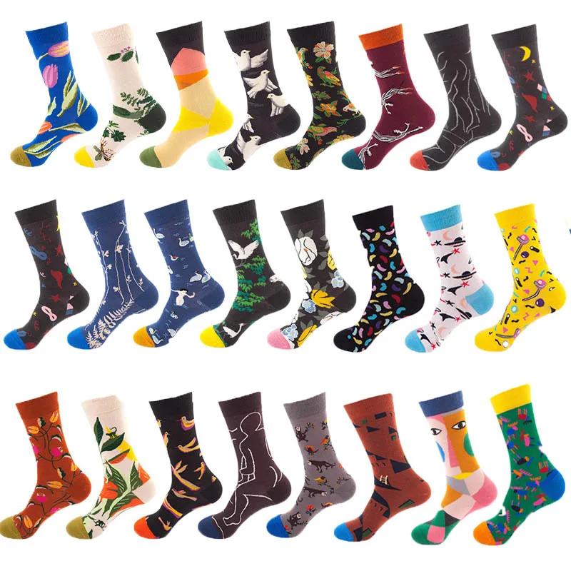 Носки мужские цветные в стиле Харадзюку модные повседневные хлопковые с