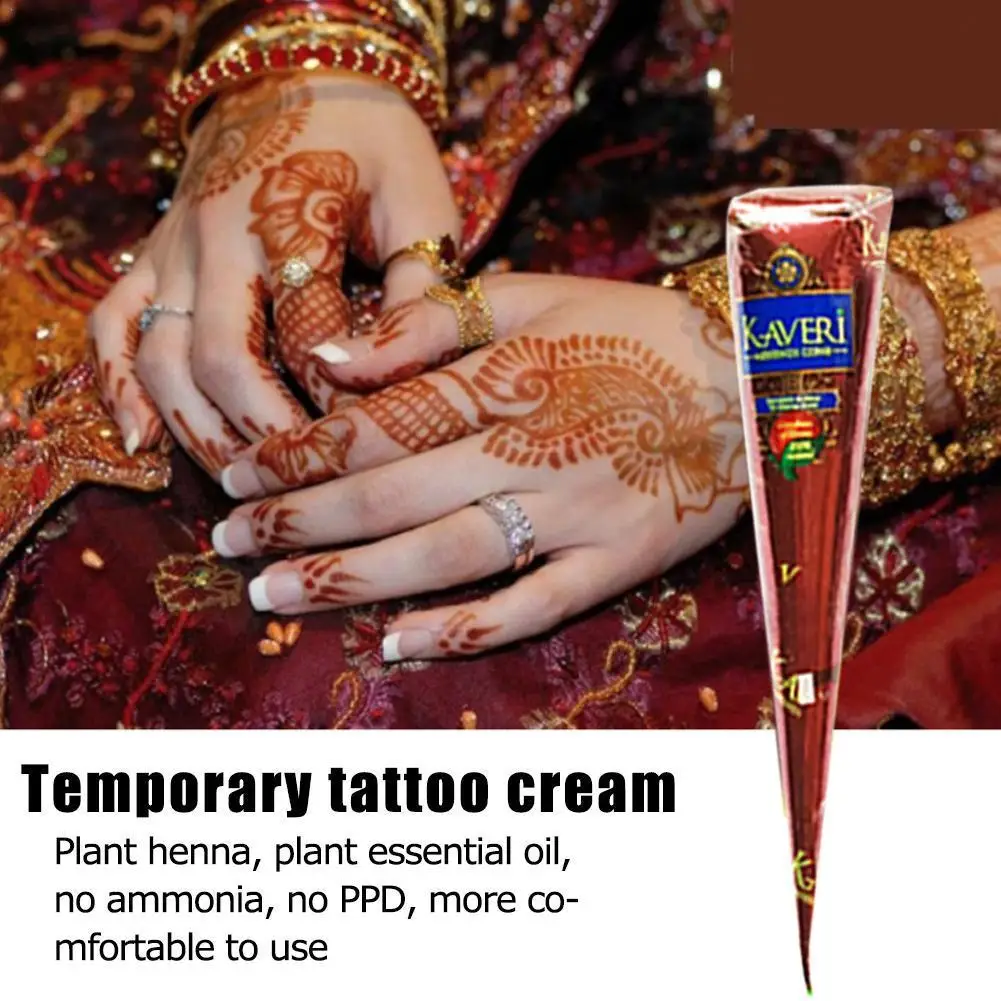 

25g Natural Indian Henna Brown Color Mehndi Tattoo Women Temporary Body Cream Art Drawing Makeup Stencil Paste Cone Tattoo R7G5