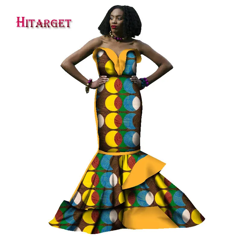 2020 african dresses for women dashiki style femme african clothes graceful lady print wax plus size party long dress WY1782