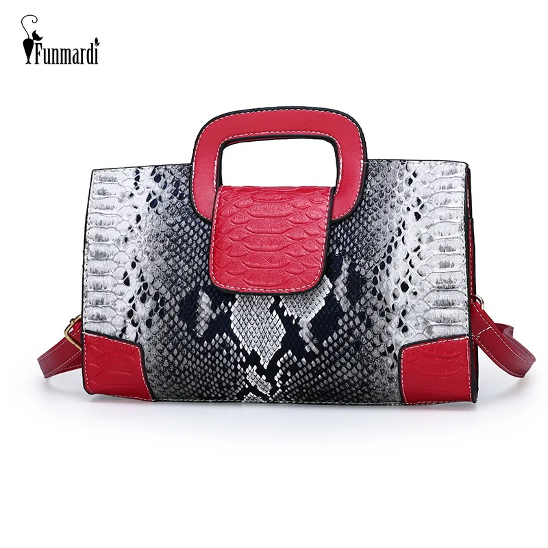 

FUNMARDI Роскошная Брендовая Женская Сумка Серпантиновые Лоскутные Женская Сумка Сумка-Мессенджер из PU Кожи Новая Сумка-конверт через плечо ...