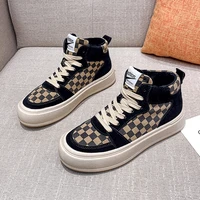 2021 new fashion womens shoes thick soled sneakers black and white plaid casual girls tennis punk vulcanized womens flat shoes