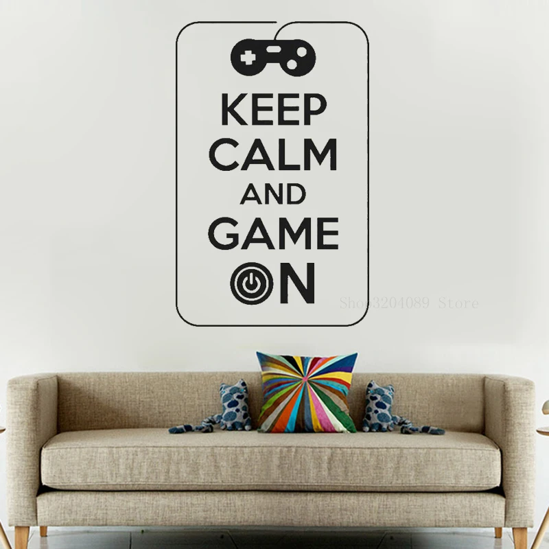Виниловая наклейка с надписью Keep Calm And Game On настенные Стикеры текстом для игровой
