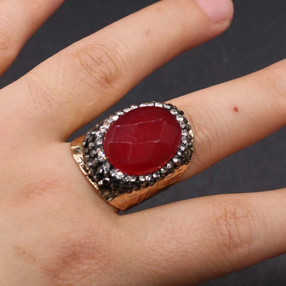 Кольца из натурального камня Jades Gem Rose Quartz регулируемое женское кольцо ручной