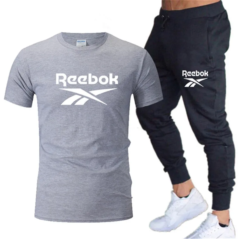 

2021 new brand printed cotton men's sports suit jogging pants summer men's short T-shirt pants suit casual wear short sleeve spo