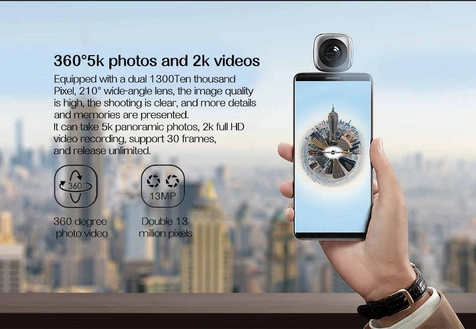 Оригинальная камера huawei envision 360 HD 3D камера с широким углом обзора CV60 объектив внешняя панорамная Спортивная камера для телефона s