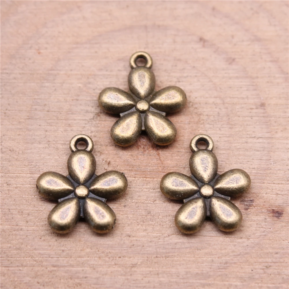 

Small Flowers Charms For Jewelry Making Findings Handmade DIY Craft 10pcs Antique Bronze Color 13x11mm