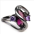 Роскошные винтажные фиолетовые циркониевые цветные кольца с фианитами для женщин, кольца из нержавеющей стали, обручальные ювелирные изделия 2020
