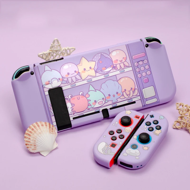 

Marine Life Switch Protective Shell Purple TPU Soft Cover Housing NS Game Joycon Controller Case For Nintendo Switch Accessories
