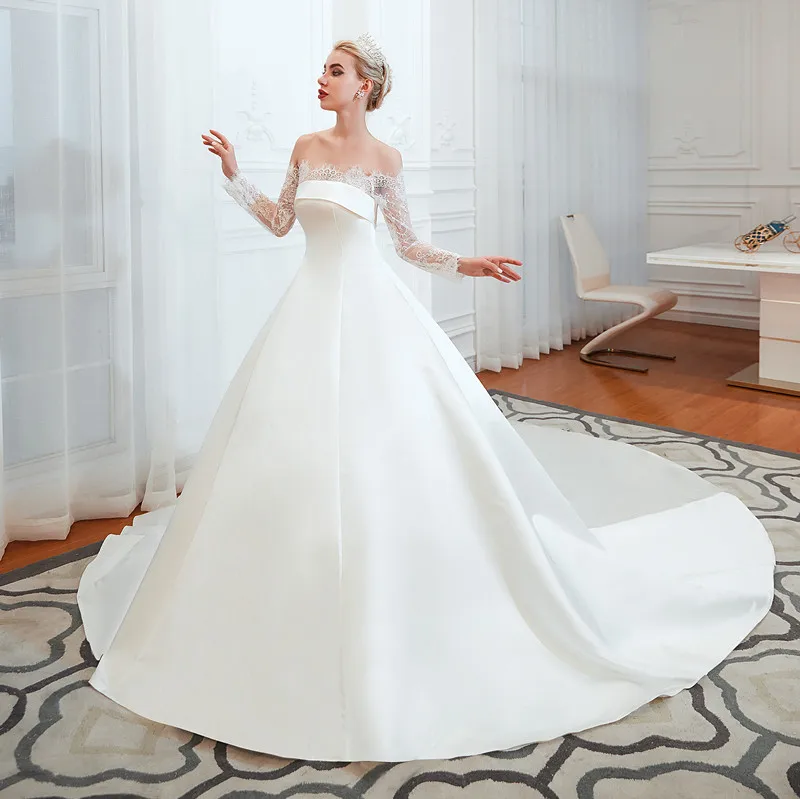 SWEMILE романтическое кружевное бальное платье с ресницами свадебное 2019 Vestido De Noiva
