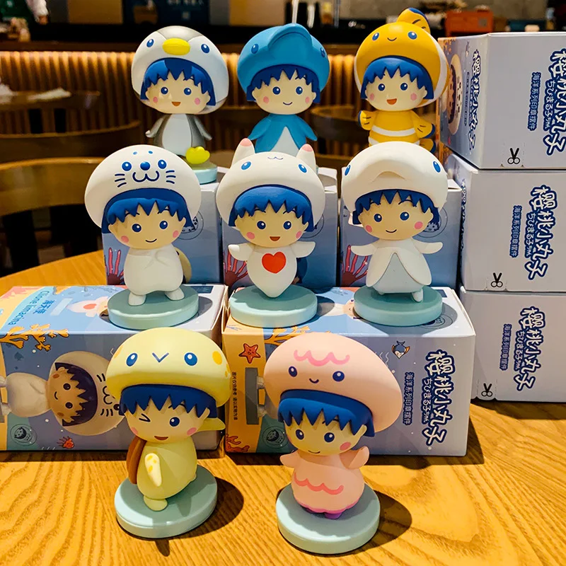 

Bandai Cherry Maruko Authorized Cute Cartoon Blind Box Ocean Series Seal Decoration Toy Female Desktop Figure