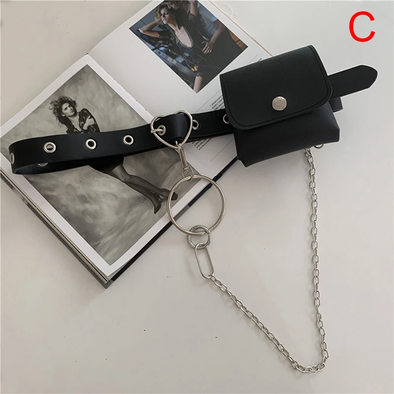 

Fashion Women Punk Chain Belt Adjustable Single Row Hole Pin Buckle Waist Belt Jeans Casual Female Decorative Waistband Bag