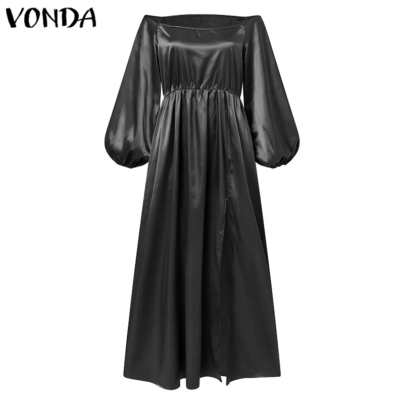 Женское платье с открытыми плечами 2022 VONDA винтажная туника длинное летнее