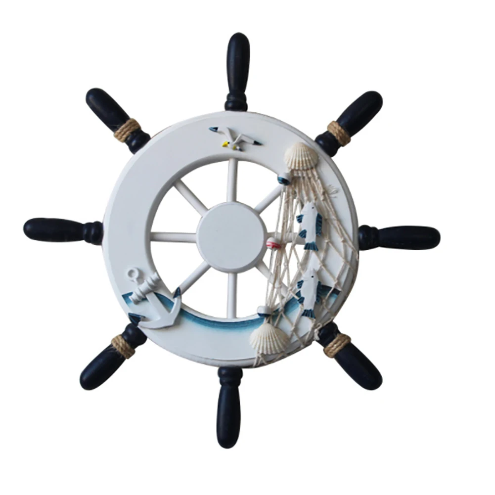 Морское украшение Пляжная деревянная рыболовная сеть для лодки рулевое колесо