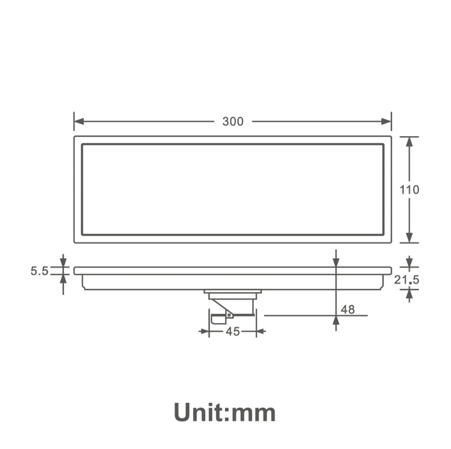 Роскошный Матовый Золотой слив 300*110 мм в полу из нержавеющей стали прямоугольный
