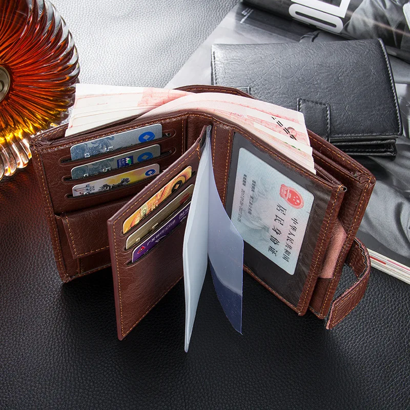 

Men's Wallet Fashion Long Section Button Bifold Business Leather Wallet Card Coin Wallet Purse Hasp Coin Purse Handbag For Male