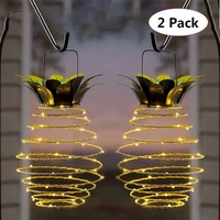 creative pineapple shape solar led garden light outdoor waterproof hanging lawn lamps iron art atmosphere night light home decor